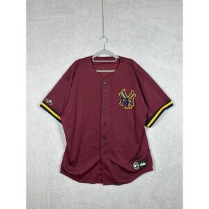 Vintage 90s New York Yankees Jersey Majestic Burgundy Maroon‎ Size XL
